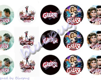 15 Grease Inspired Bottlecap 1" Round  Images Photo Quality 4x6 Sheet Digtal Download Printable Pagan Wicca  Necklace Key Chain