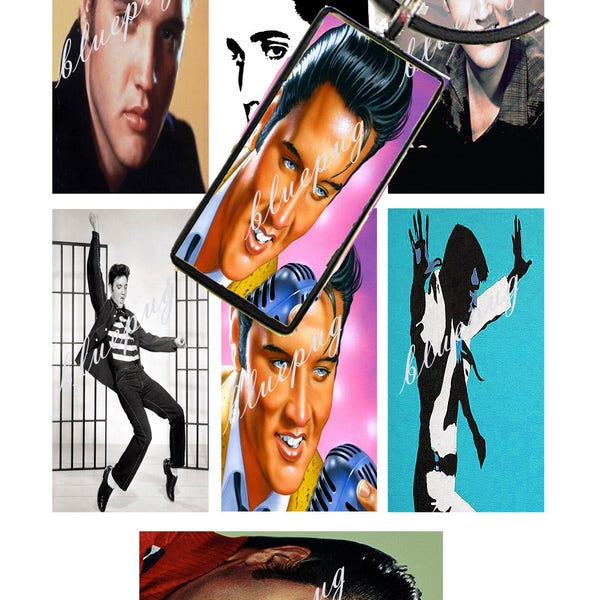 Elvis Mix Domino Images 7  1"x2"  Photo Quality  4x6 Sheet Digital Download jpg  Printable