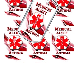 Medical Alert Asthma  Dog Tags Images Photo Quality 4x6 Sheet Digtal Download Printable INSTANT DOWNLOAD