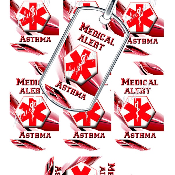 Medical Alert Asthma  Dog Tags Images Photo Quality 4x6 Sheet Digtal Download Printable INSTANT DOWNLOAD