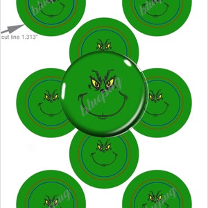 The Grinch 1.313in Button Pin Badge Flatback Magnet Image Digital Download Printable 4x6 Collage Sheet ONE INCH