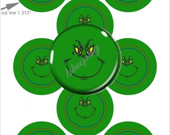 The Grinch 1.313in Button Pin Badge Flatback Magnet Image Digital Download Printable 4x6 Collage Sheet ONE INCH