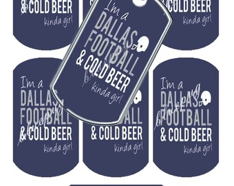 Cowboys and Cold Beer Inspired Standard Dog Tag 1.1" x 2" Images Photo Quality 4x6 Sheet Digtal Download Printable Dallas INSTANT DOWNLOAD