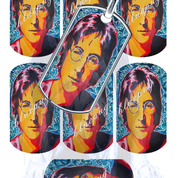 7 John Lennon Mix Dog Tags Images Qualité 4x6 Feuille Digtal Télécharger Imprimable