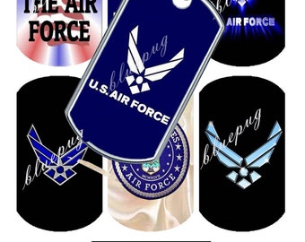 7 Air Force Mix Standard Dog Tag 1.1" x 2" Images Photo Quality 4x6 Sheet Digtal Download Printable Military Branch USA