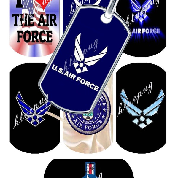 7 Air Force Mix Standard Dog Tag 1.1" x 2" Images Photo Quality 4x6 Sheet Digtal Download Printable Military Branch USA