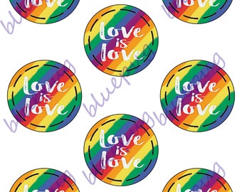 Love is Love 2.25in Button. Pride, Proud, Badge Pocket Mirror Magnet Images Digital Download Printable 8.5x11 Collage Sheet INSTANT DOWNLOAD
