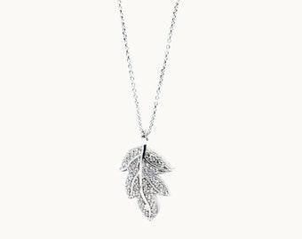 Leaf Necklace, Leaf pendant, Silver Jewellery for Women, 925 Sterling Silver Necklace, Leaf Jewellery, Birthday gifts for Woman