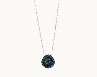 Turkish Design 925 sterling silver with blue Stones Pendant Necklace - Rose Gold and Silver available. Birthday gifts for traveller, women.