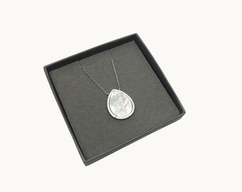 Pearl Drop with Crystals Pendant Necklace •  Pearl bridal drop necklace • Pearl Drop Necklace and Simple Chain Necklace • Gift Box Included