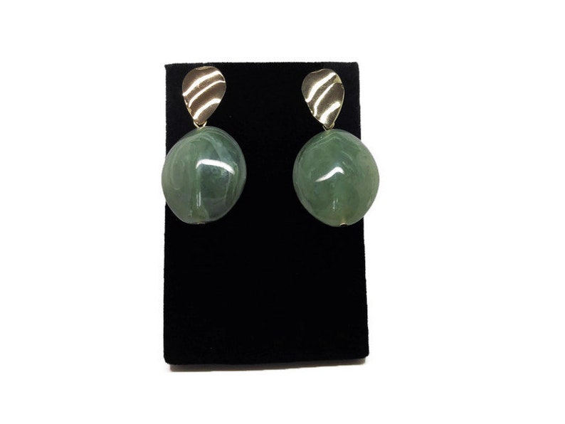Green stones with Gold dangle earrings Birthday gifts for women