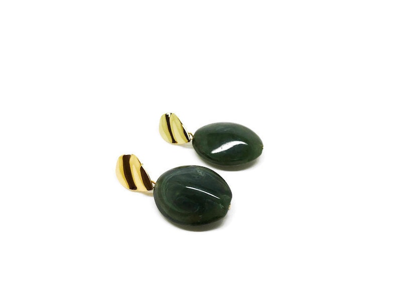 Green stones with Gold dangle earrings Birthday gifts for women