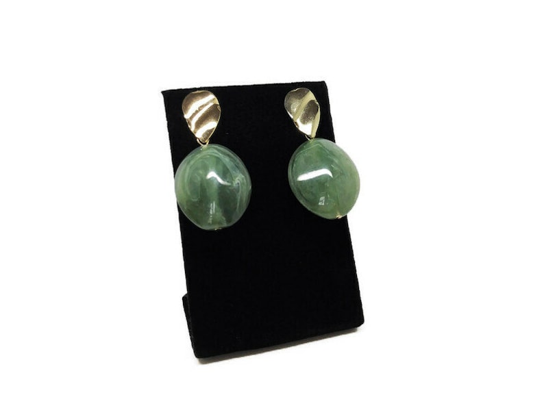 Green stones with Gold dangle earrings Birthday gifts for women