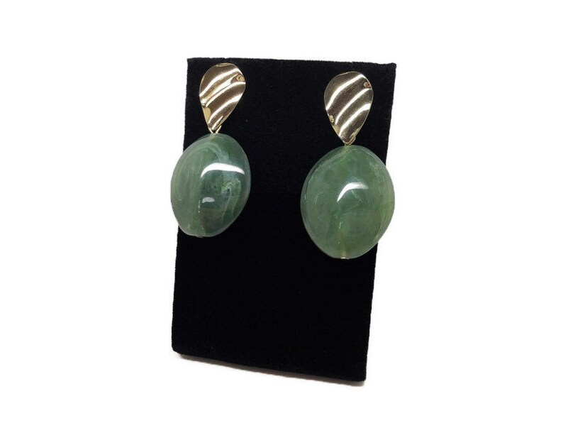 Green stones with Gold dangle earrings Birthday gifts for women