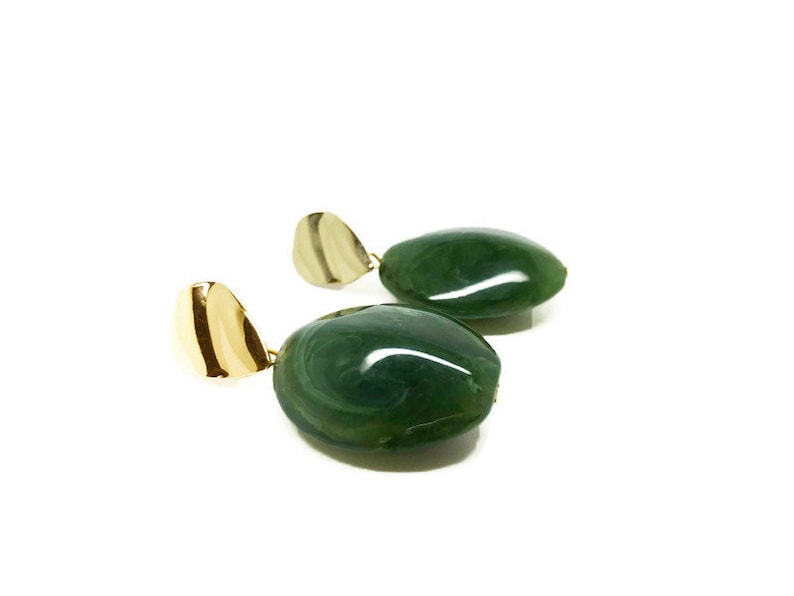 Green stones with Gold dangle earrings Birthday gifts for women