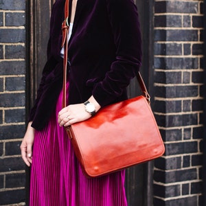 Tan Brown Leather Laptop Bag Office Satchel