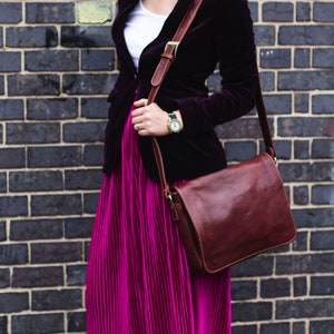 Coffee Brown Leather Laptop Bag Office Satchel