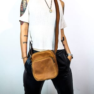 Brown Leather Cross Body Flight Bag