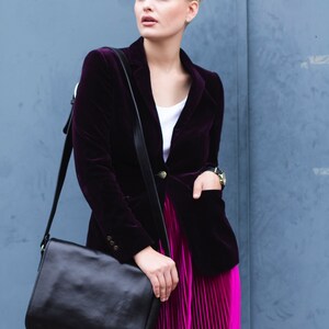 Matte Black Leather Laptop Bag Office Satchel