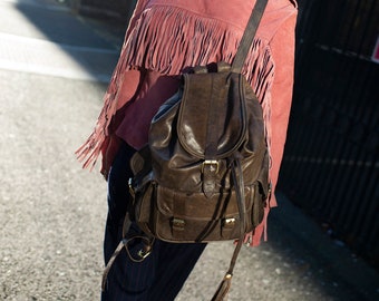 Soft Leather Rucksack Backpack In Ash Grey