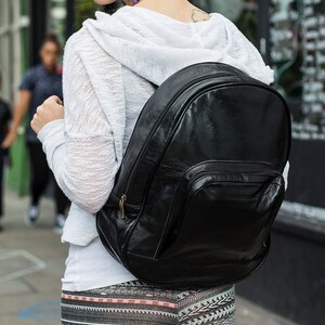 Leather Backpack In Black Retro Style
