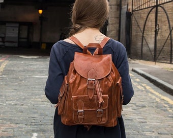 Tan Leather Rucksack Backpack