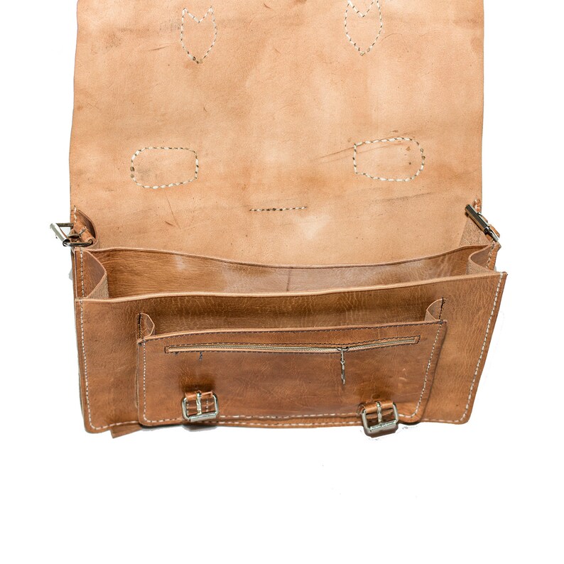 Moroccan Leather Satchel Backpack In Tan Leather image 5