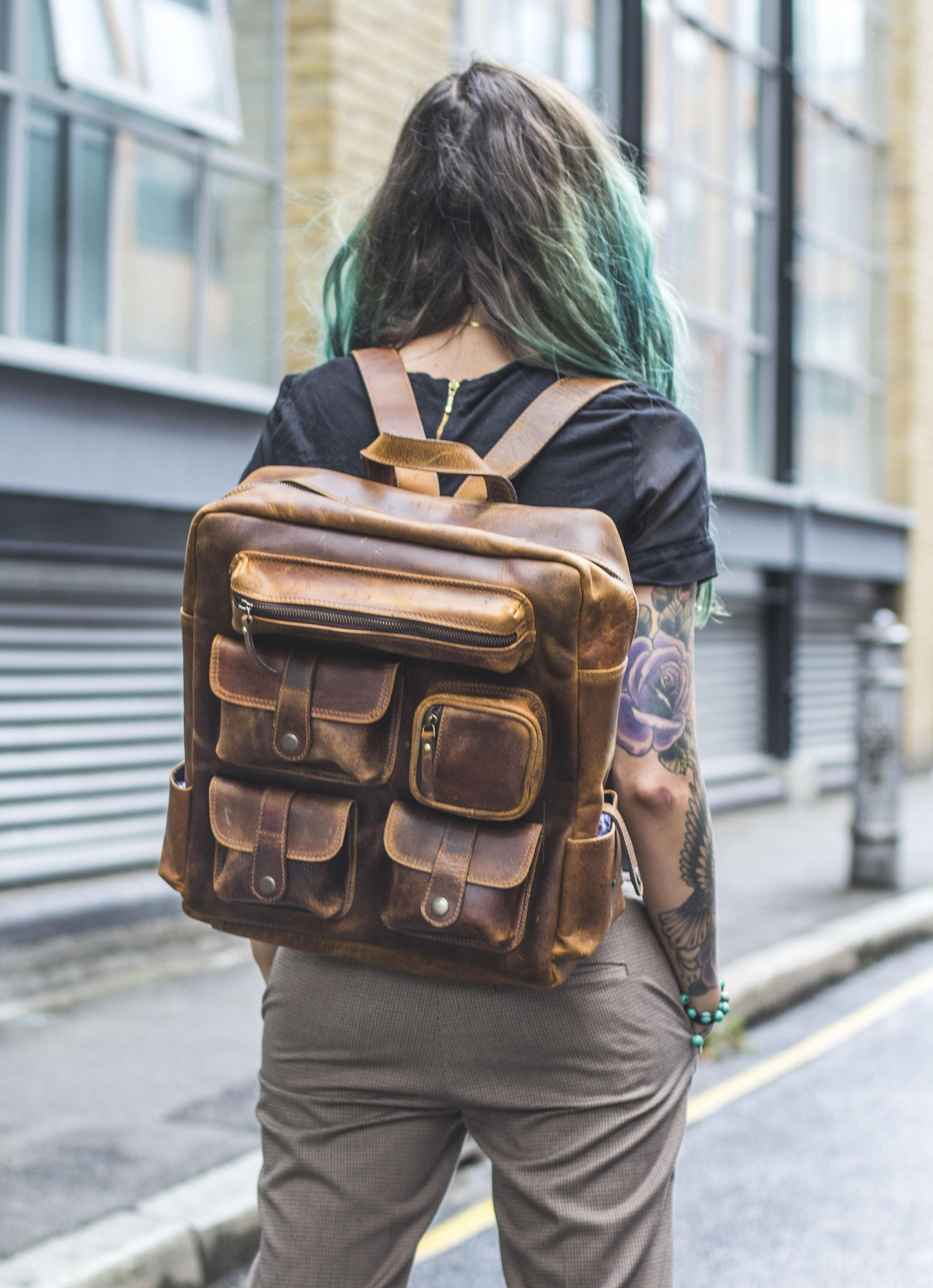 Luxury Leather Work Office Backpack | Stressed Brown - Etsy