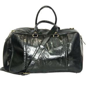 Traveller's Holdall Duffle Bag Black Gloss Leather image 4