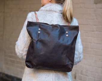Coco Leather Backpack Tote (Convertible)