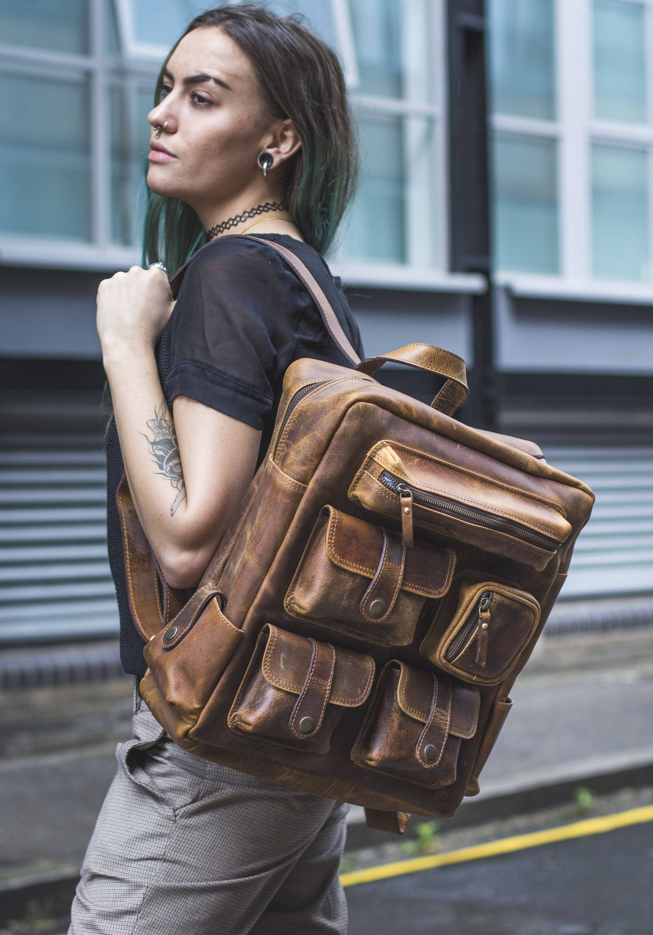 Luxury Leather Work Office Backpack | Stressed Brown - Etsy