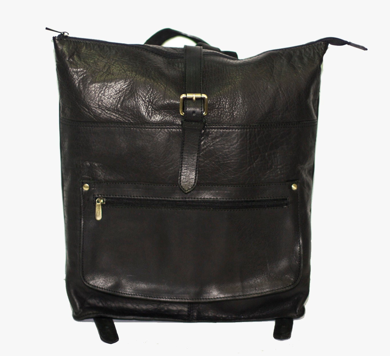 Black Leather Laptop Backpack Work Backpack | Etsy