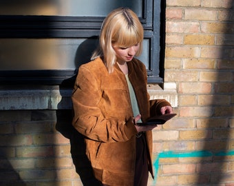 Suede Bomber Jacket In Tan | Pulp Fiction Jacket