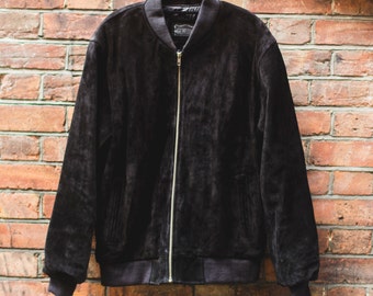 Suede Bomber Jacket In Black