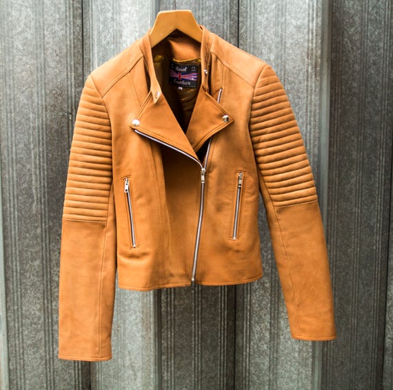 Premium Mustard Leather Biker Jacket French Hide Limited Etsy