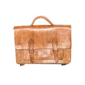 Moroccan Leather Satchel Backpack In Tan Leather image 7