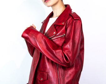 ジャケット・アウター 90s DKNY black satin motorcycle jacket DKNY Vintage Leather Black Biker Motorcycle Painted Club