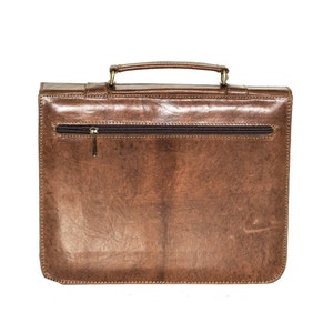 Leather Messenger Laptop Bag Satchel In Brown image 4