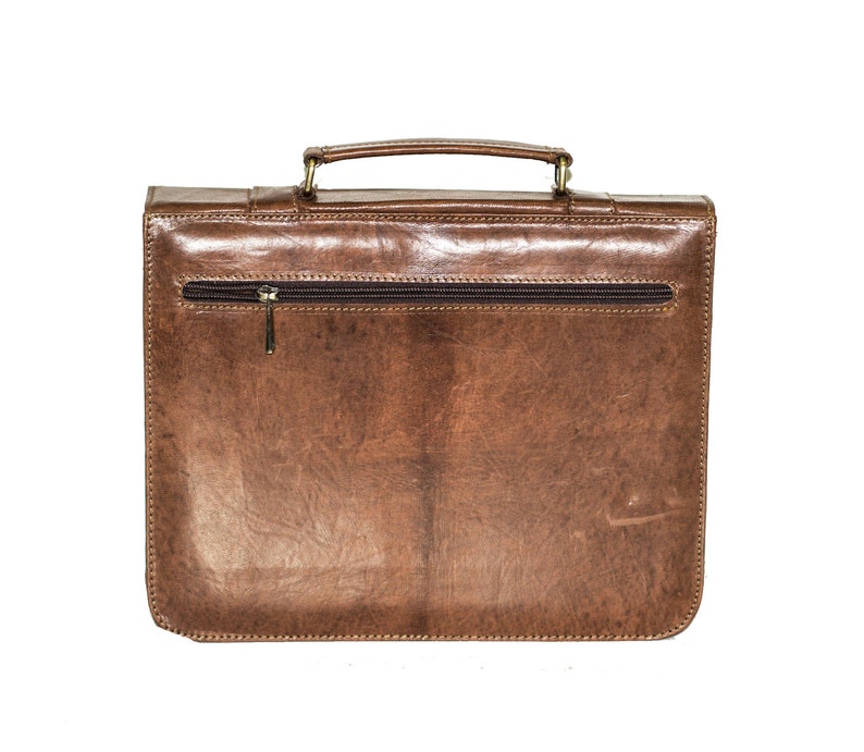 Leather Messenger Laptop Bag Satchel In Brown image 4