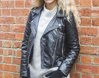 80&#39;s Style Classic Lambskin Biker Jacket