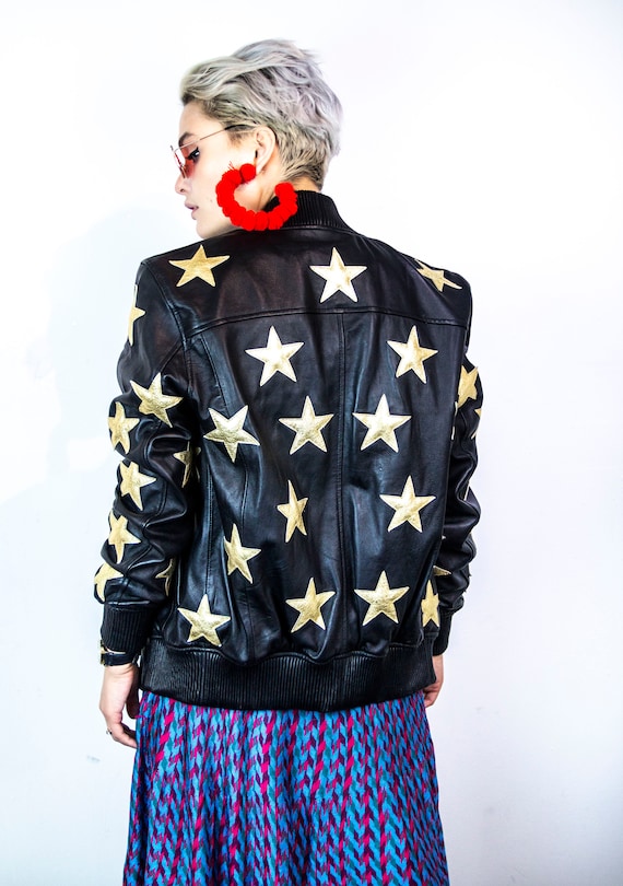 Glitter top leather jacket