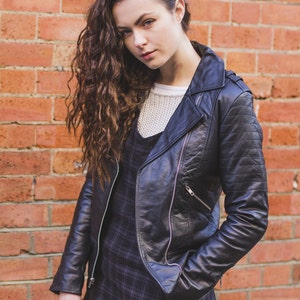 Soft Black Leather Biker Jacket With Quilted Arm Sleeves