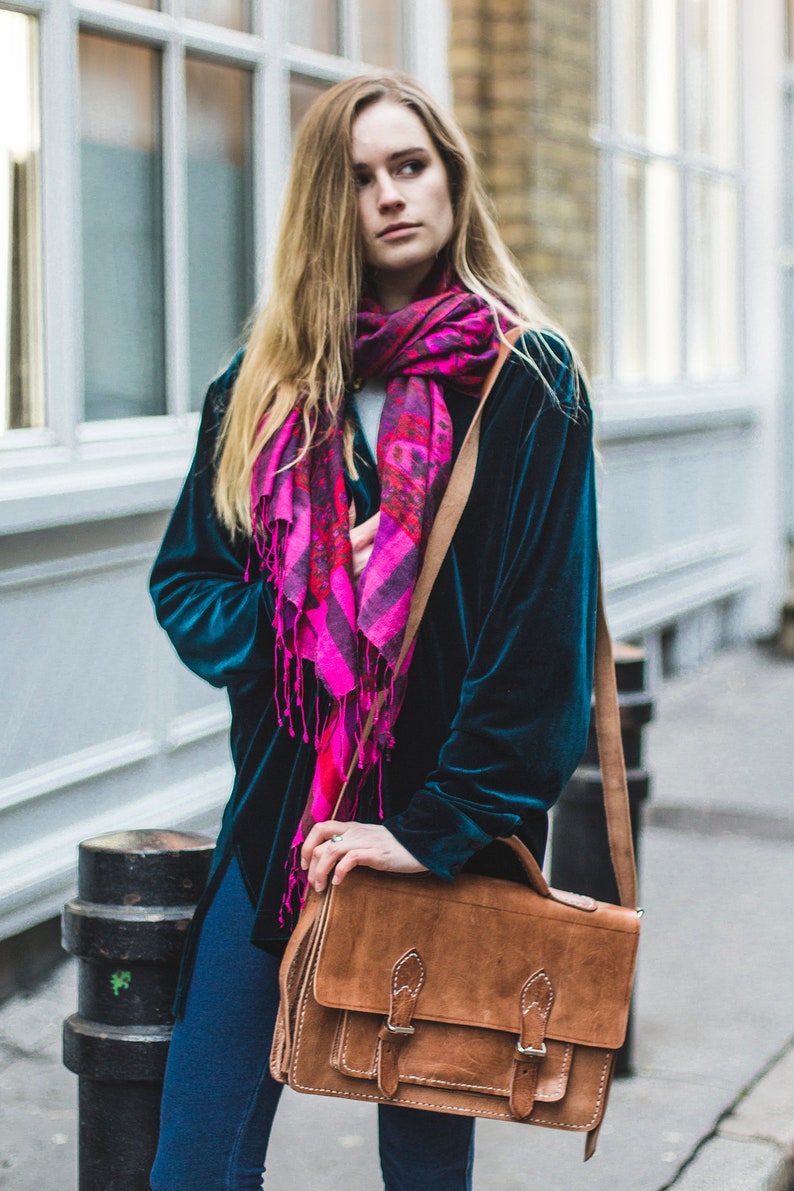 Moroccan Leather Satchel Backpack In Tan Leather image 4