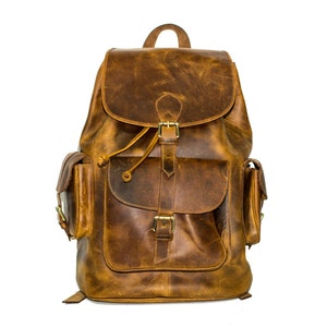 Stressed Brown Hunter Leather Traveller&#39;s Rucksack (Exclusive: Large)