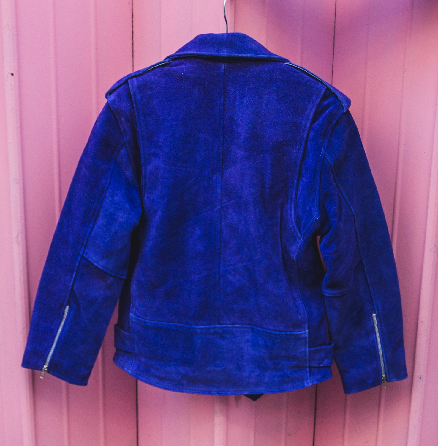 Cobalt blue deals suede biker jacket