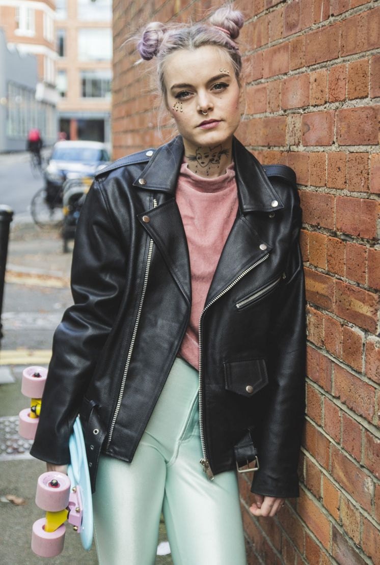 Image of Classic Black Leather Biker Jacket | Oversized