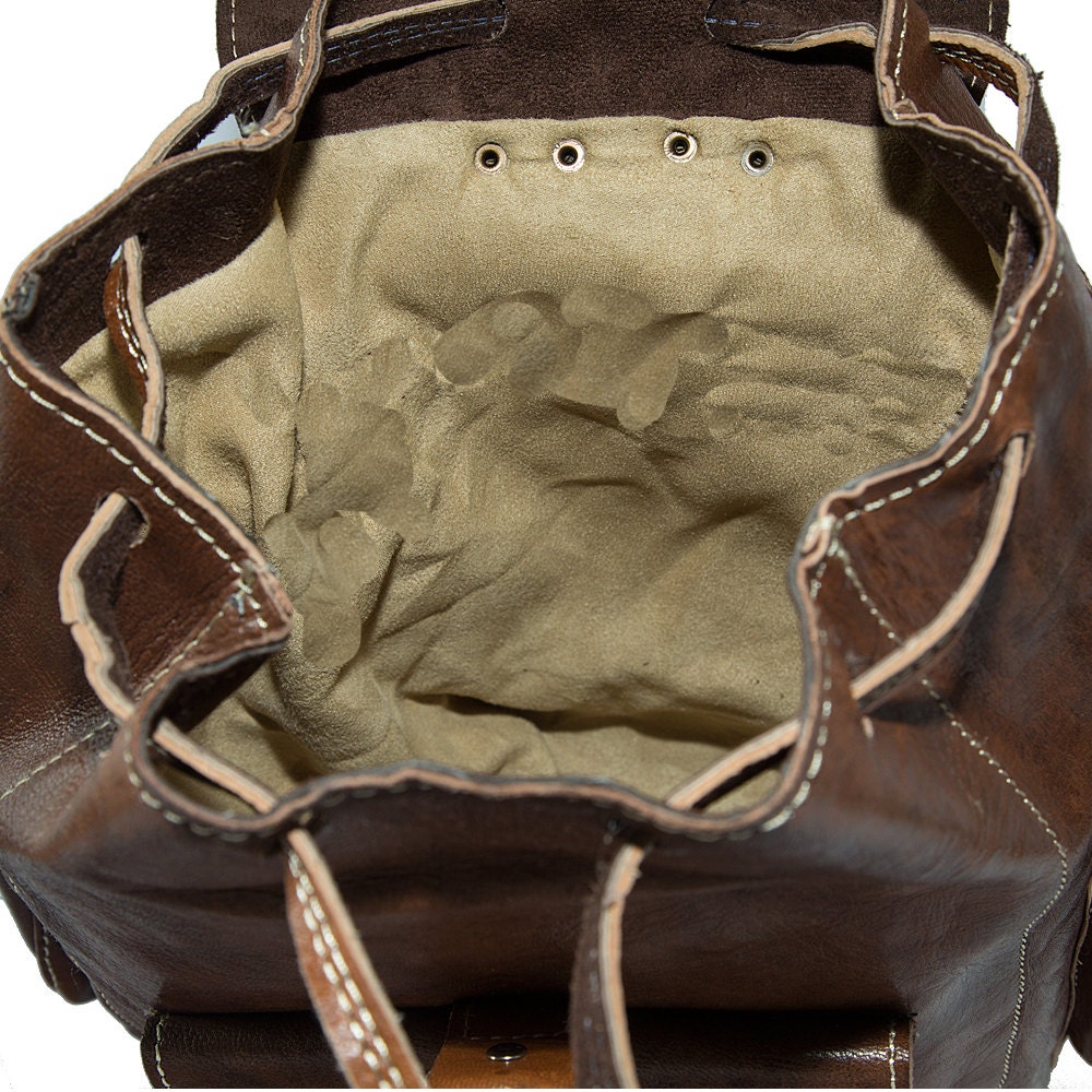Brown Leather Rucksack Backpack - Etsy