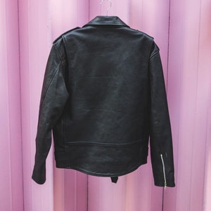 Classic Black Leather Biker Jacket Oversized Marlon Brando Jacket image 4