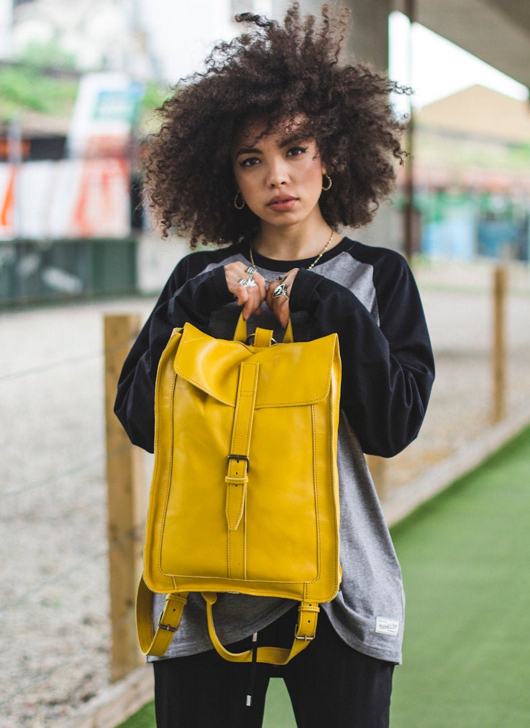 cheap yellow leather backpack YOS x FFF Year of Ours Taupe whose uncompromising style appeals to the urban traveler Women's Yellow Backpacks | Nordstrom