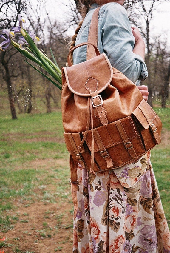 Brown rucksack backpack hotsell